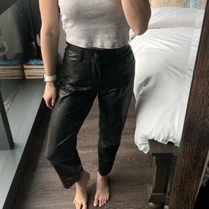 Abercrombie Curve Love Vegan Leather Ankle Straight Pants